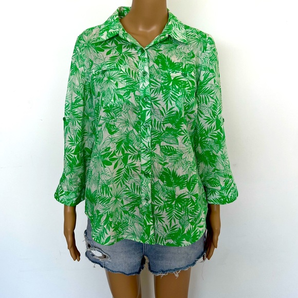 Suzanne Grae 0 Linen Button Down Shirt 